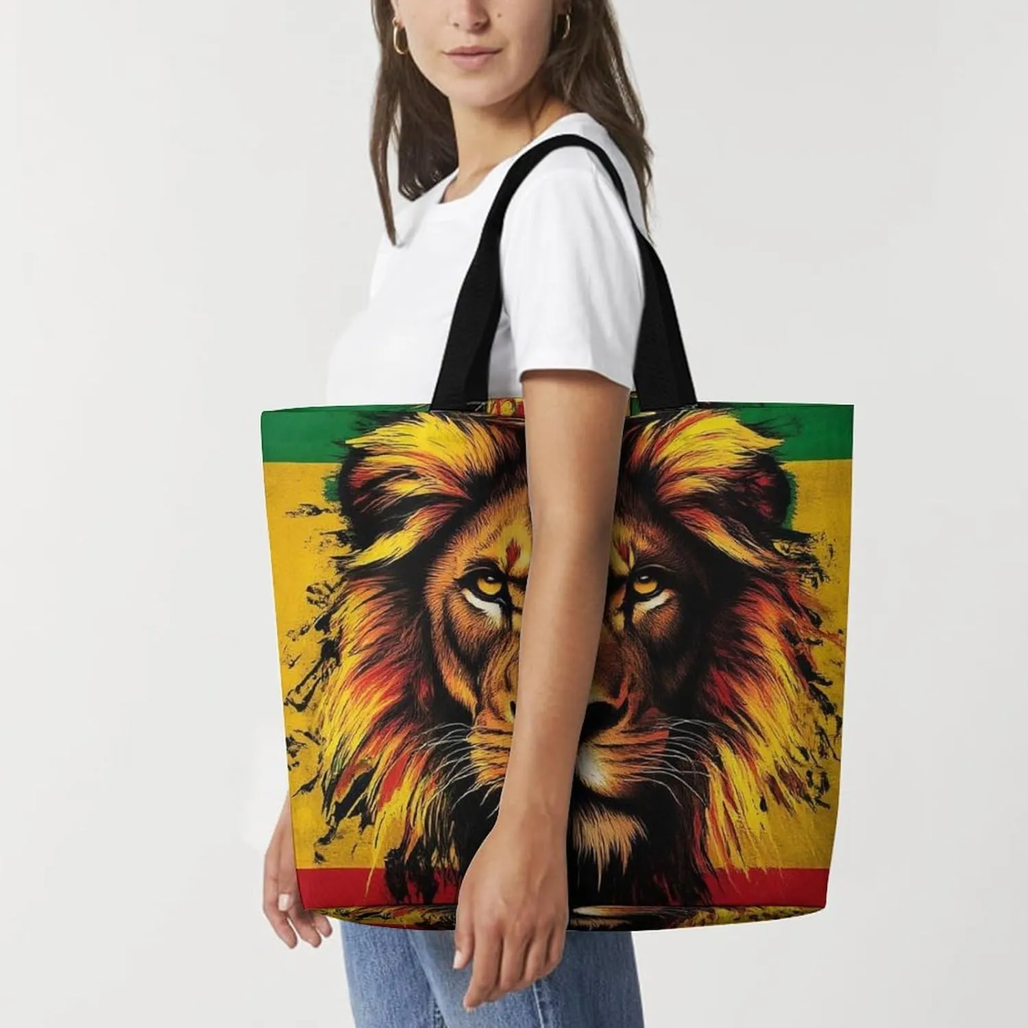 Casual Grocery Shopping Bag, Portable Beach Shoulder Bags Reusable Tote Bag for Travel Office