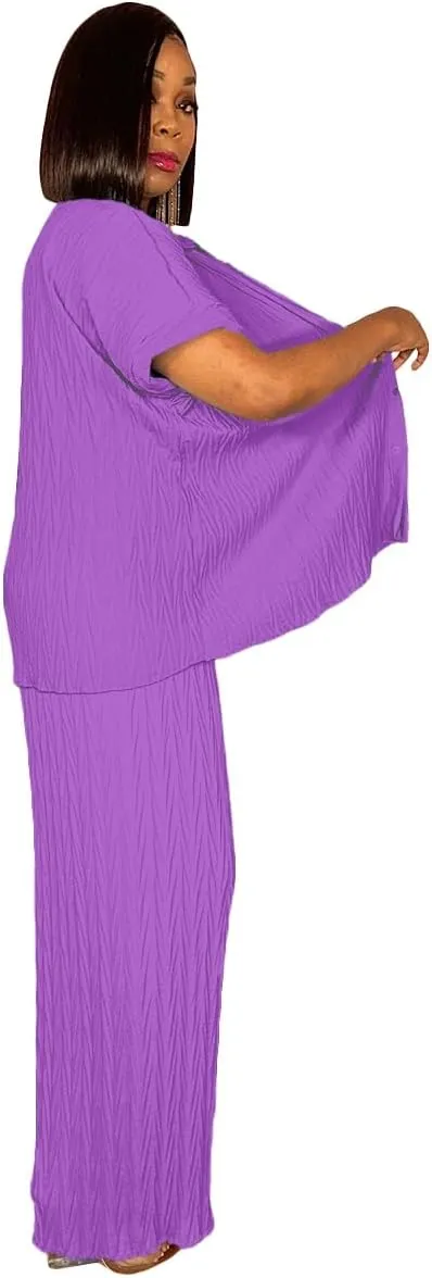 Casual Two Piece Set for Women - Button Down Shirt and Wide Leg Pants Matching Set Tracksuits