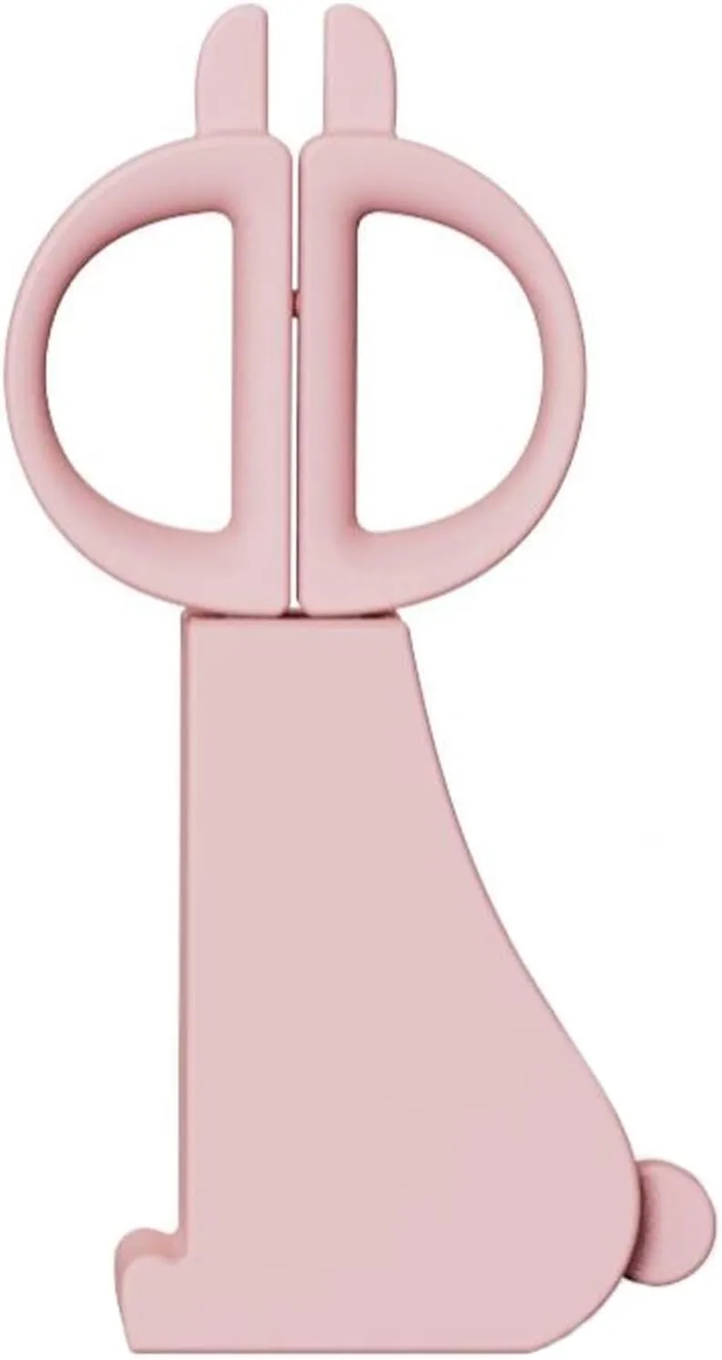 Cat Scissors with Magnetic Holder, Plastic Handled Cute Animal Scissors with 3 Inch Steel Blades, Home Office Desktop Decoration (Rabbit(Pink))