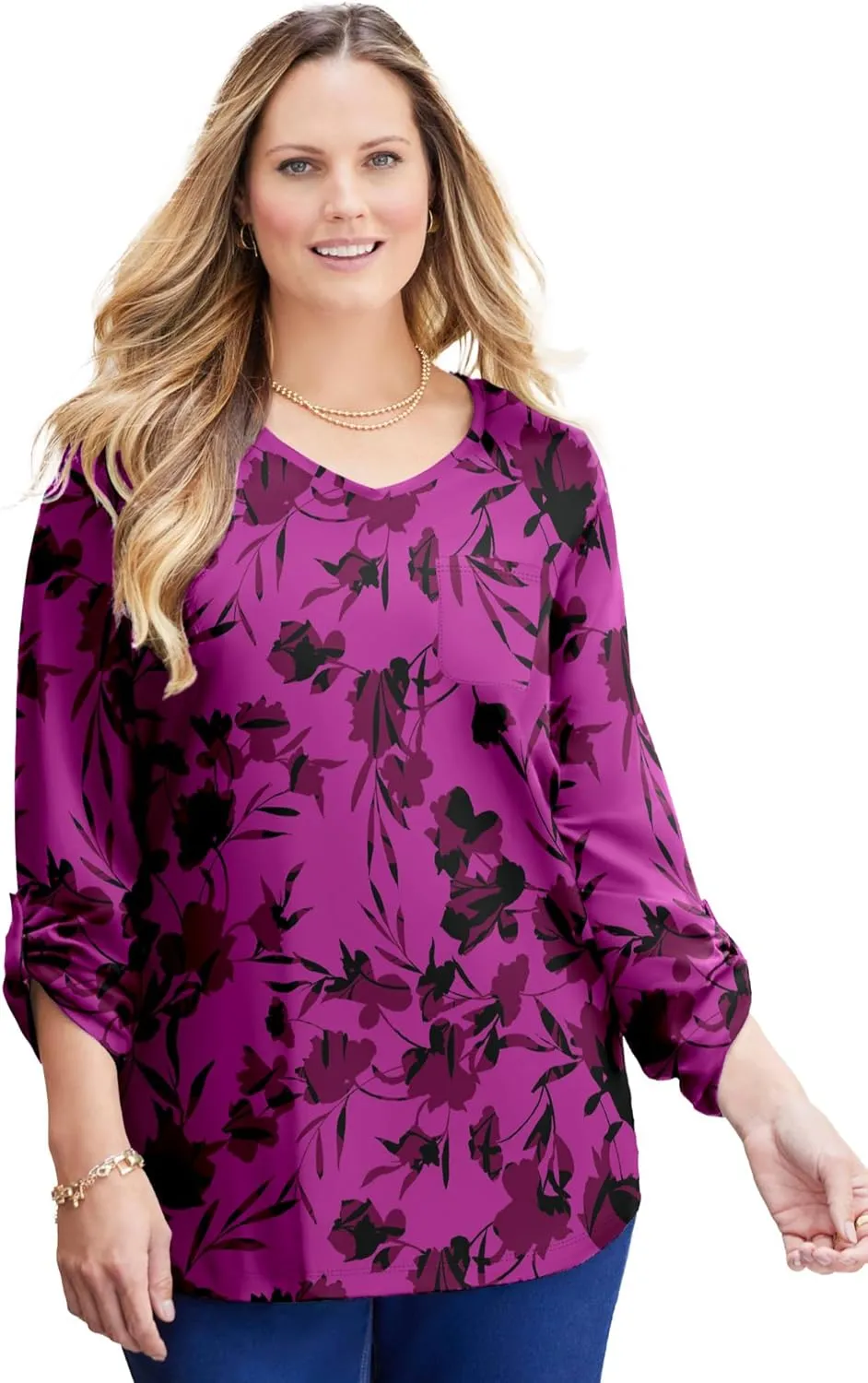 Catherines Women's Plus Size Liz&Me V-Neck Top