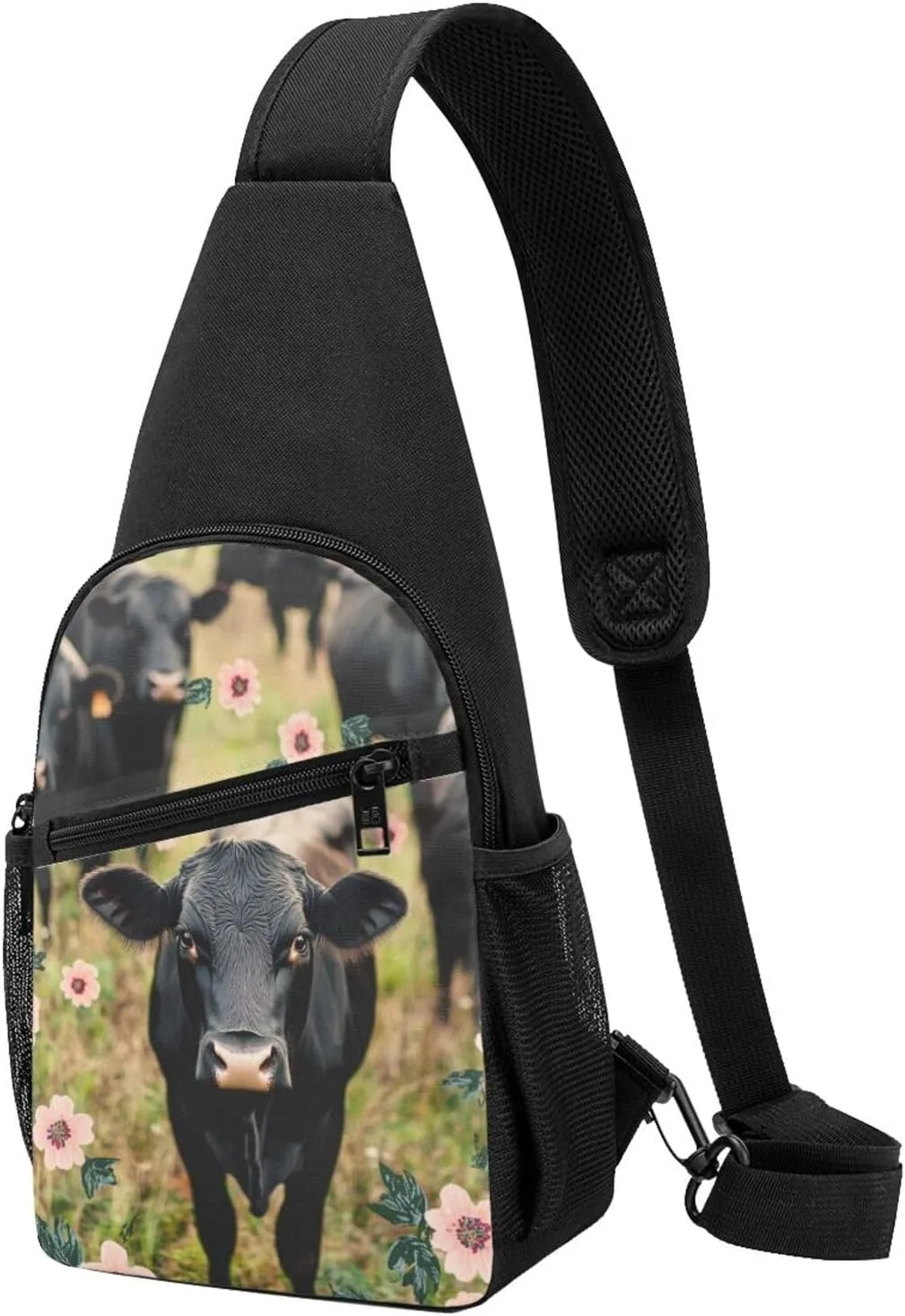 Cattle Farm Sanctuary Printed Chest Bag Shoulder Bag for Men and Women Travel Bag Shoulder Bag for Hiking, Black, One Size, Black, One Size