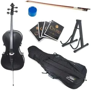 Cecilio 4/4 Full Size Cello Kit for Beginners, Spruce Top Acoustic Cello, Cello Kit with/Bow, Stand, Bag, Stringed Music Instruments for School Orchestras, Performances, Black