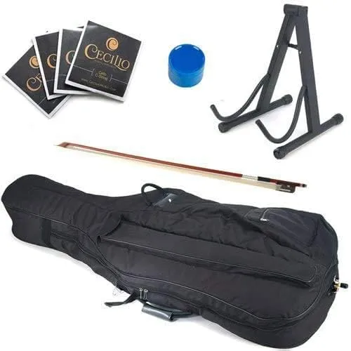 Cecilio Musical Instrument For Kids & Adults - Cellos Kit with Bow, Stand, Bag - Stringed Music Instruments for Students (Full Size, Blue)