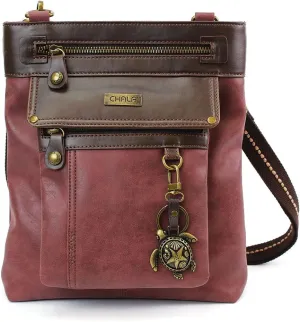 Chala GEMINI Crossbody Canvas Gift Messenger Bag Burgundy - Turtle