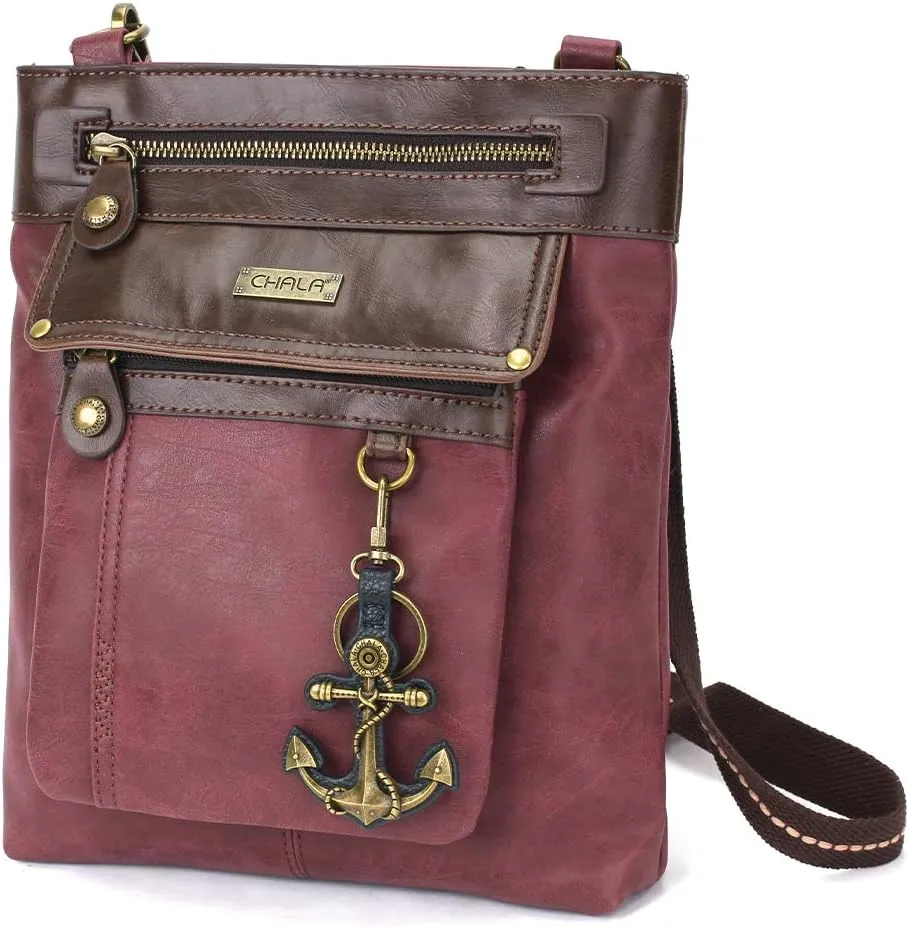 CHALA GEMINI Crossbody PU leather Gift Messenger Bag Burgundy