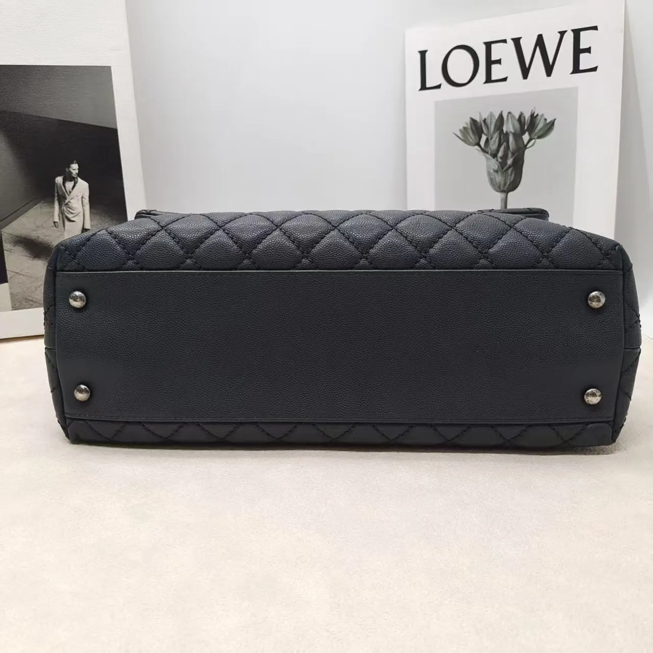 Chanel Coco Handle Large Black Leather Top Handle Bag