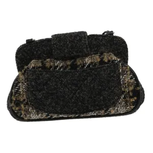 CHANEL Turn Lock Chain Shoulder Bag Wool Gray CC  30734A