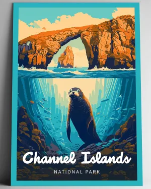 Channel Islands National Park Modern Style Travel Poster - 8x10-12x18-18x24-24x36 / 4x6 Postcard Designer Series Art Print USA United States Wall Art California (12x18 Inch Poster)