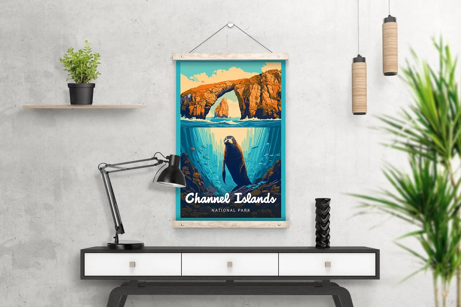 Channel Islands National Park Modern Style Travel Poster - 8x10-12x18-18x24-24x36 / 4x6 Postcard Designer Series Art Print USA United States Wall Art California (12x18 Inch Poster)
