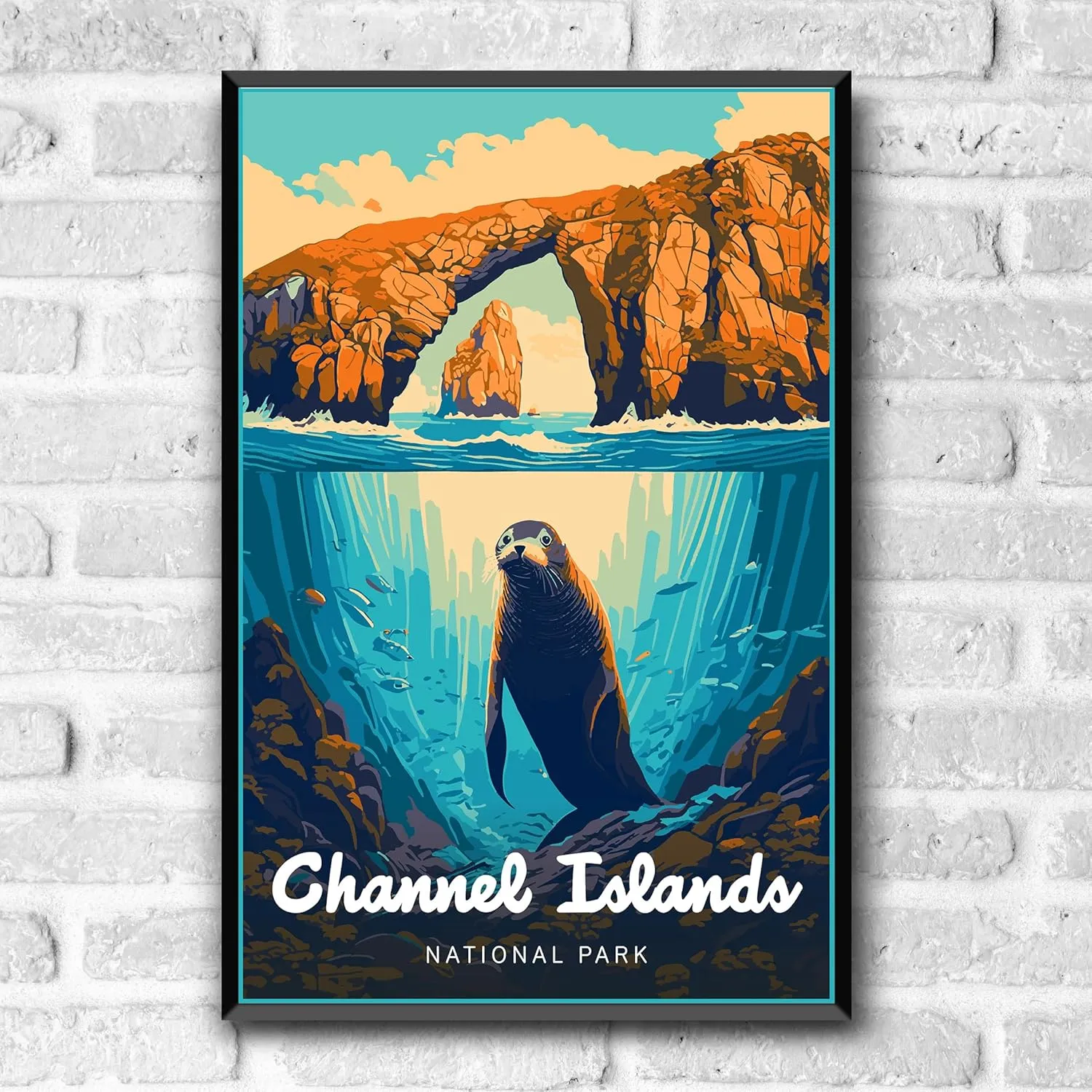 Channel Islands National Park Modern Style Travel Poster - 8x10-12x18-18x24-24x36 / 4x6 Postcard Designer Series Art Print USA United States Wall Art California (12x18 Inch Poster)
