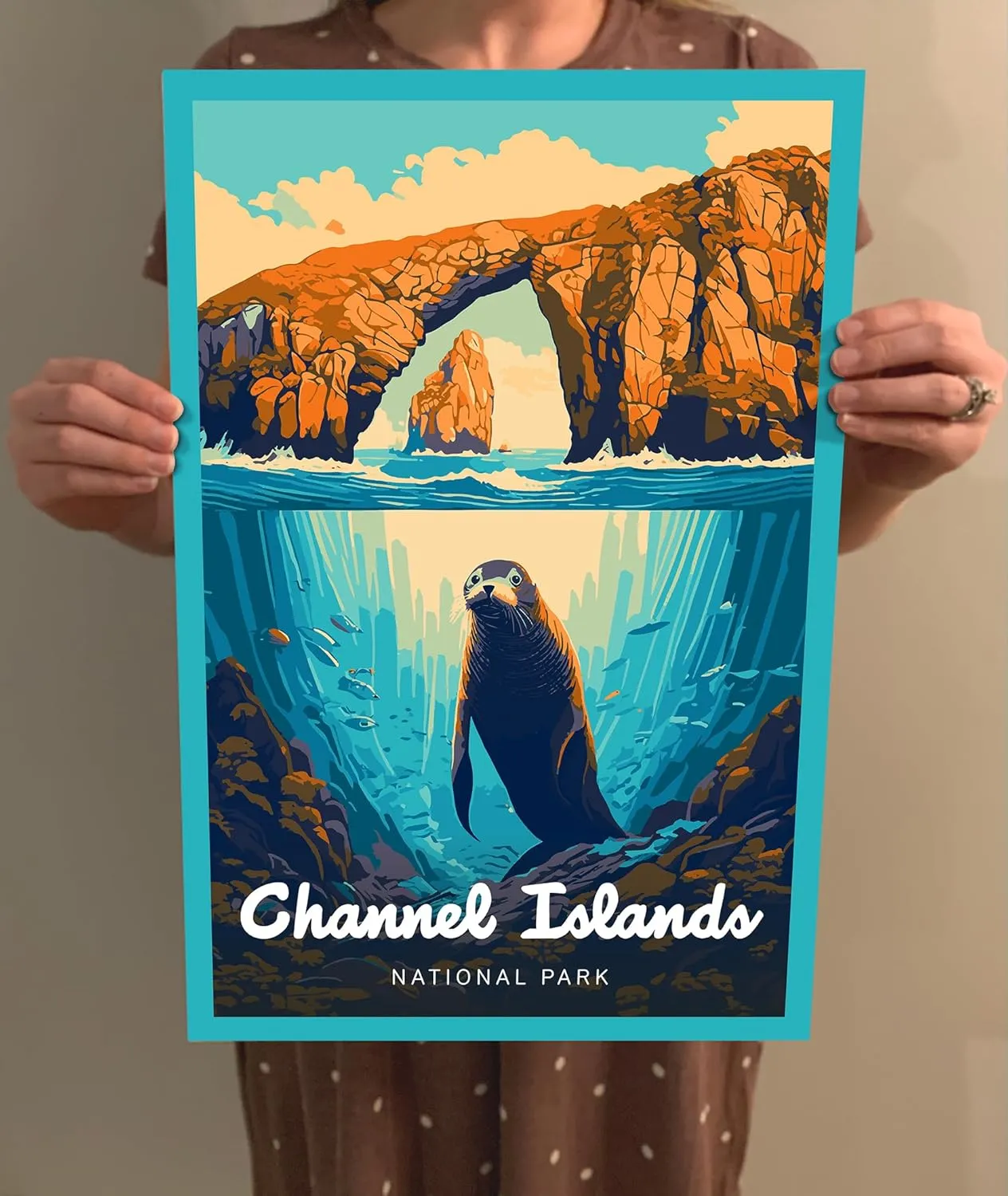 Channel Islands National Park Modern Style Travel Poster - 8x10-12x18-18x24-24x36 / 4x6 Postcard Designer Series Art Print USA United States Wall Art California (12x18 Inch Poster)