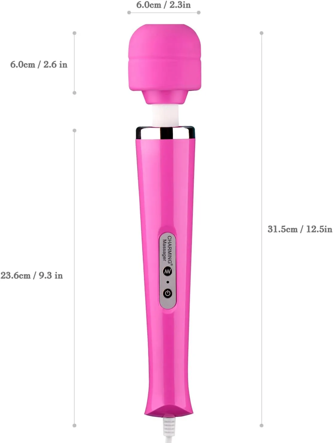 CHARMING 10 Speeds Wired Powerful Handheld Back Massager with Strong Vibration Wand, Personal Therapy Massager for Sports Recovery, Muscle Aches, Body Pain- Rose red