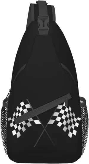 Checkered Flags Race Car Flag Sling Backpack Travel Crossbody Casual Chest Shoulder Bag Fashion Fanny Pack