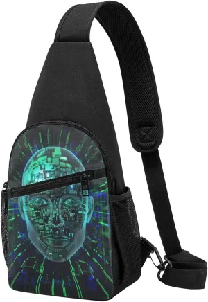 Chest Bag Brain Print Artificial Intelligence Chest Shoulder Bag for Men Women Chest Bag Travel Shoulder Bag Hiking Shoulder Bag, Black, One Size, Black, One Size
