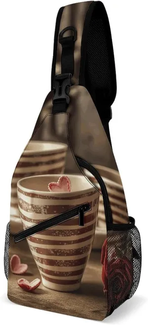 Chest Bag Cup on Table Sling Bag for Men Crossbody Bag Fanny Packs for Women Sling Backpack for Travel