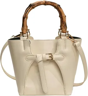 Chic Bucket Bags for Women Ventilate Shoulder Bag with Removable Strap Bamboo Shaped Top Handle Satchel for Daily Life