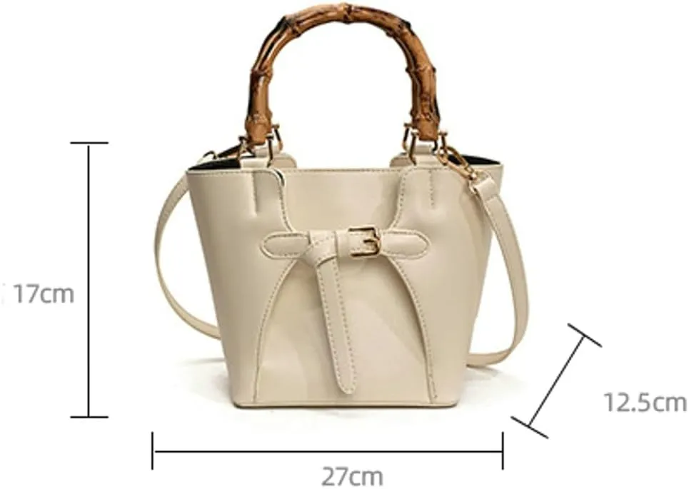 Chic Bucket Bags for Women Ventilate Shoulder Bag with Removable Strap Bamboo Shaped Top Handle Satchel for Daily Life