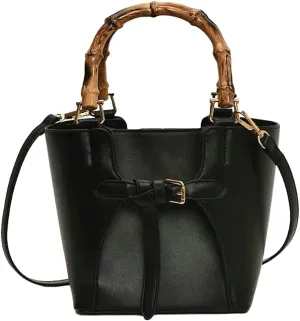 Chic Bucket Bags for Women Ventilate Shoulder Bag with Removable Strap Bamboo Shaped Top Handle Satchel for Daily Life