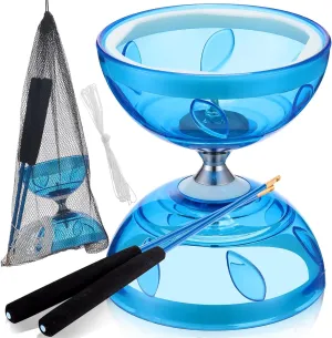 Chinese Yoyo Diabolo Set Includes Colorful Chinese Yoyo with 2 Pieces Diabolo Sticks, 1 Piece String, 1 Net Bag for Fun(Blue)
