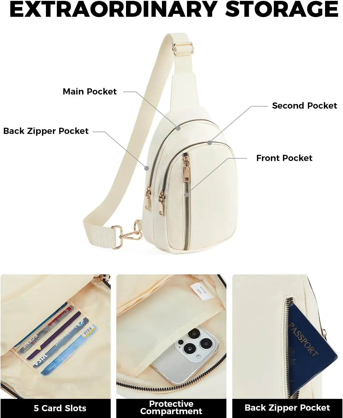CHOLISS Large Sling Bag for Women and Men, Anti Theft Crossbody Bags with Extended Strap, Nylon Travel Crossbody Fanny Packs