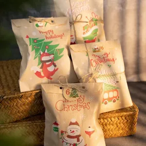Christmas Retro Bags 24pcs Cross-border shipping Best-seller sale Paper Kraft