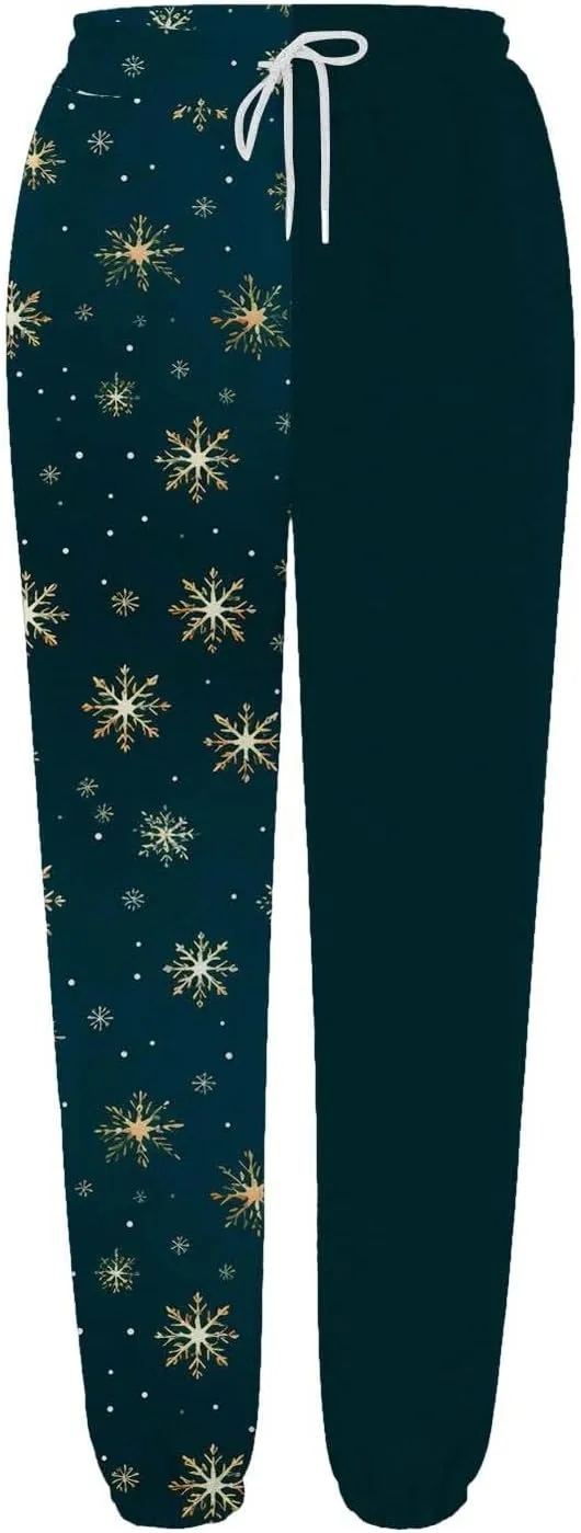 Christmas Sweatpants for Women 2024 High Waist Joggers Drawstring Elastic Fashion Pajamas Pants WOM