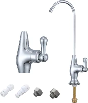Chrome Brass Drinking Water Faucet for Non Air Gap RO Water Filtration System, Kitchen Bar Sink Water Filtration Faucet