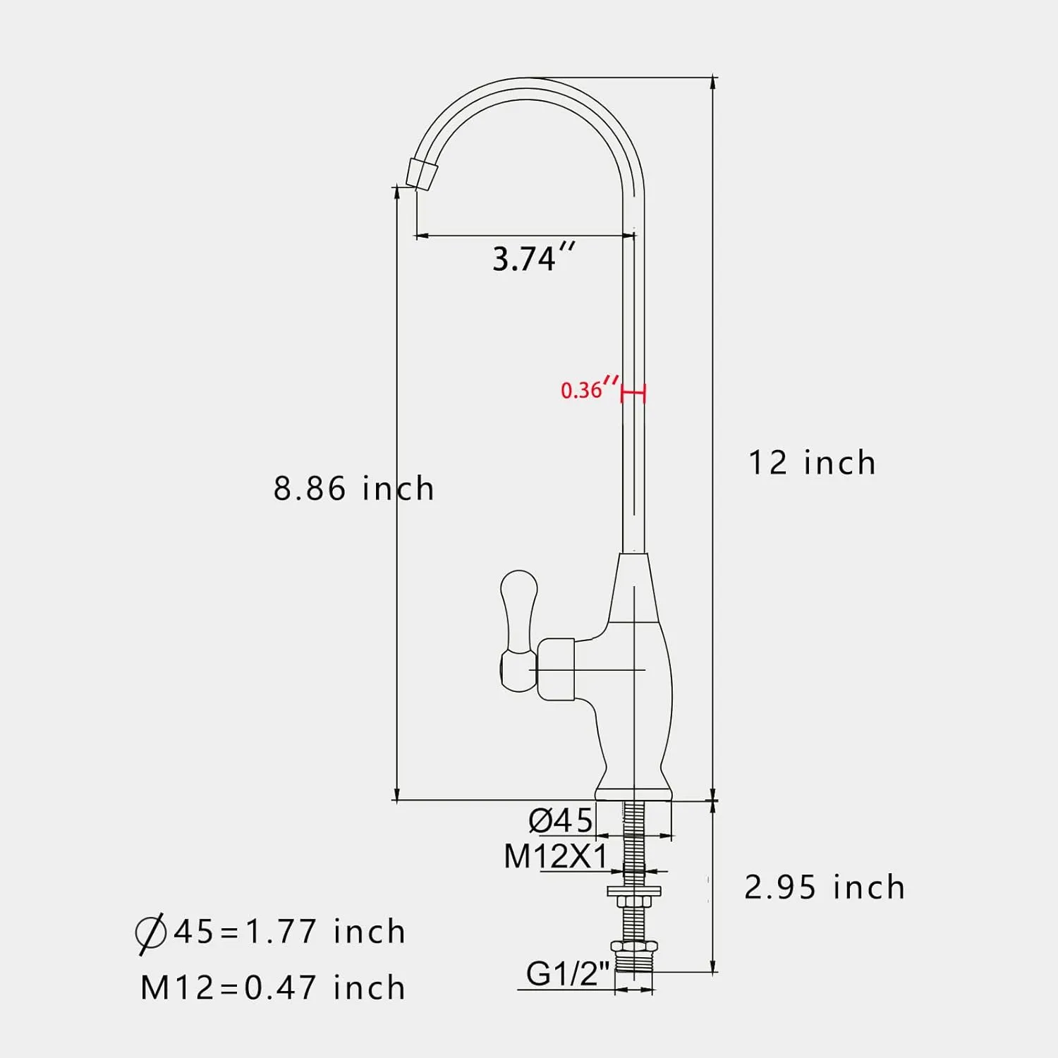 Chrome Brass Drinking Water Faucet for Non Air Gap RO Water Filtration System, Kitchen Bar Sink Water Filtration Faucet