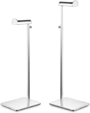 Chrome Purse Display Stands - Set of 2 Adjustable Height Purse Display Stand - Metal Polished Silver Handbag Display Stand Set - Single Hanging Hook Bag Stand for Boutique Store