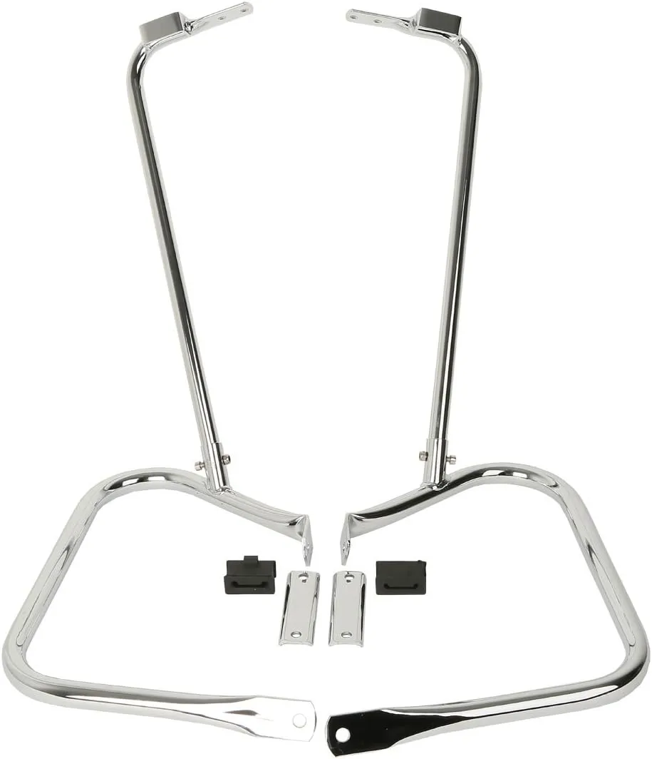 Chrome Rear Saddlebag Guard And Support Kit for Harley Davidson Touring Models 1997-2008 Electra Glide Street Glide CVO Road King Electra Glide FLHR, FLTR, FLHX FLHT