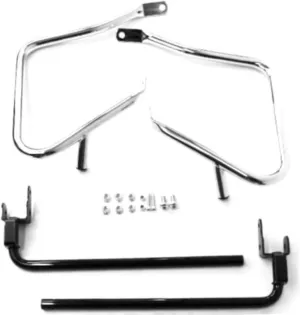 Chrome Rear Saddlebag Guards Support Kit Harley Davidson Touring Electra Street Glide Road King Ultra Classic Limited CVO 2014-2023 Saddle Bags Bag Bars Guard Mount Saddlebags # 90200787 Bar Supports