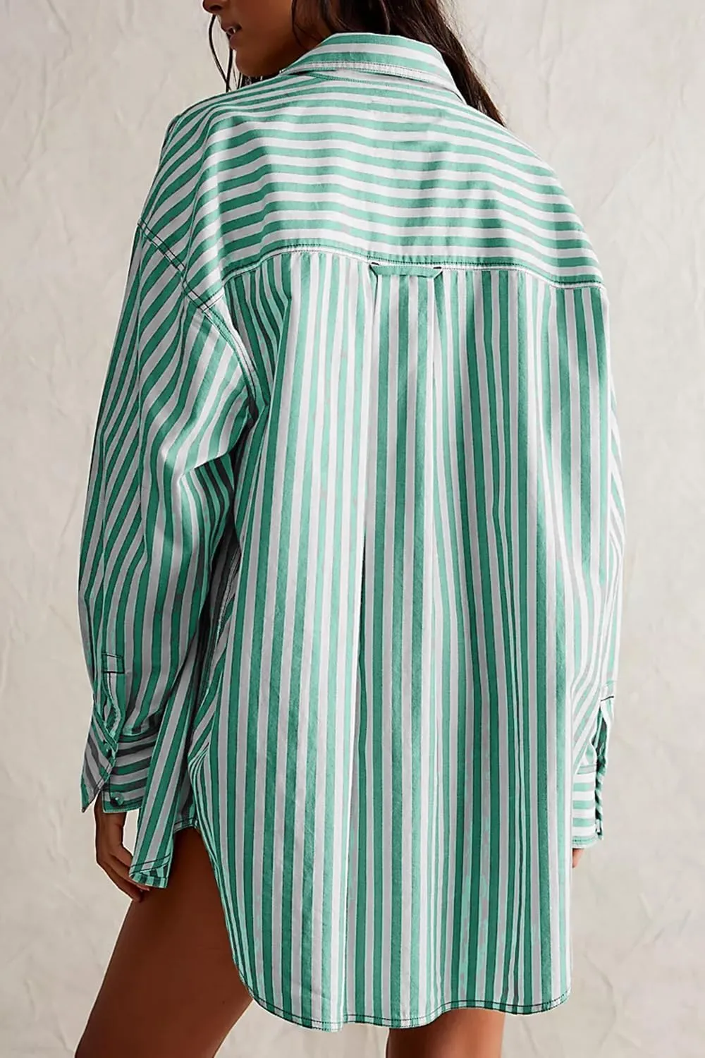 CHYRII Womens Striped Button Down Shirt Casual Long Sleeve Blouse Top