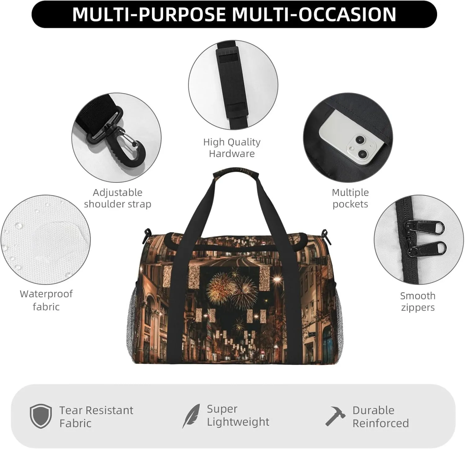 City Street Travel Duffel Bag Large Foldable Waterproof Overnight Bag For Beach Swim Bags Pool Sports Gym