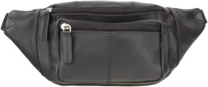 Classic Waist Pack/Pouch/Fanny Pak/Bumbag made of Genuine Quality Leather (Black)