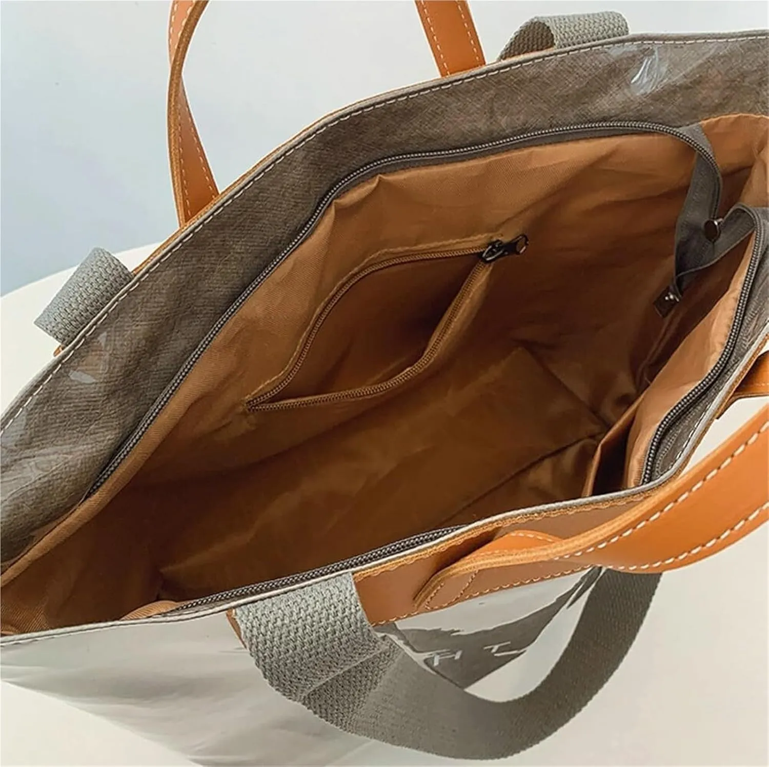 Clear PVC Tote Bag for Women Letters Print Large Plastic Shoulder Bags Handbags for Work Travel