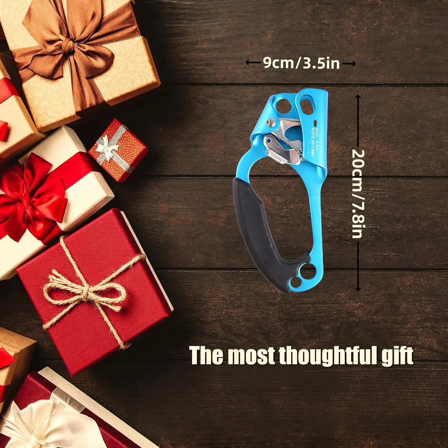 Climbing Rappelling Equip Ascenders,Aviation Light Alloy Left Handled Ascender,Quick Roll Hand Ascender,for Rescue Caving Rigging Tree Arborist, Blue