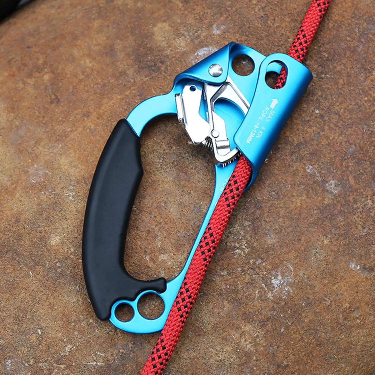 Climbing Rappelling Equip Ascenders,Aviation Light Alloy Left Handled Ascender,Quick Roll Hand Ascender,for Rescue Caving Rigging Tree Arborist, Blue