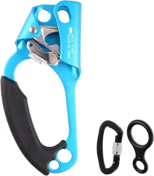 Climbing Rappelling Equip Ascenders,Aviation Light Alloy Left Handled Ascender,Quick Roll Hand Ascender,for Rescue Caving Rigging Tree Arborist, Blue