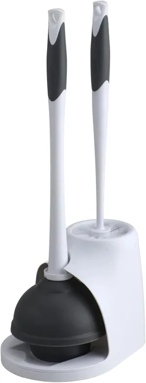 Clorox Toilet Bowl Brush & Plunger Combo Set with Storage Caddy - Toilet Plunger for Bathroom, Bathroom Organizers & Storage, Bathroom Accessories, Toilet Unclogger, Long Handled Toilet Brush
