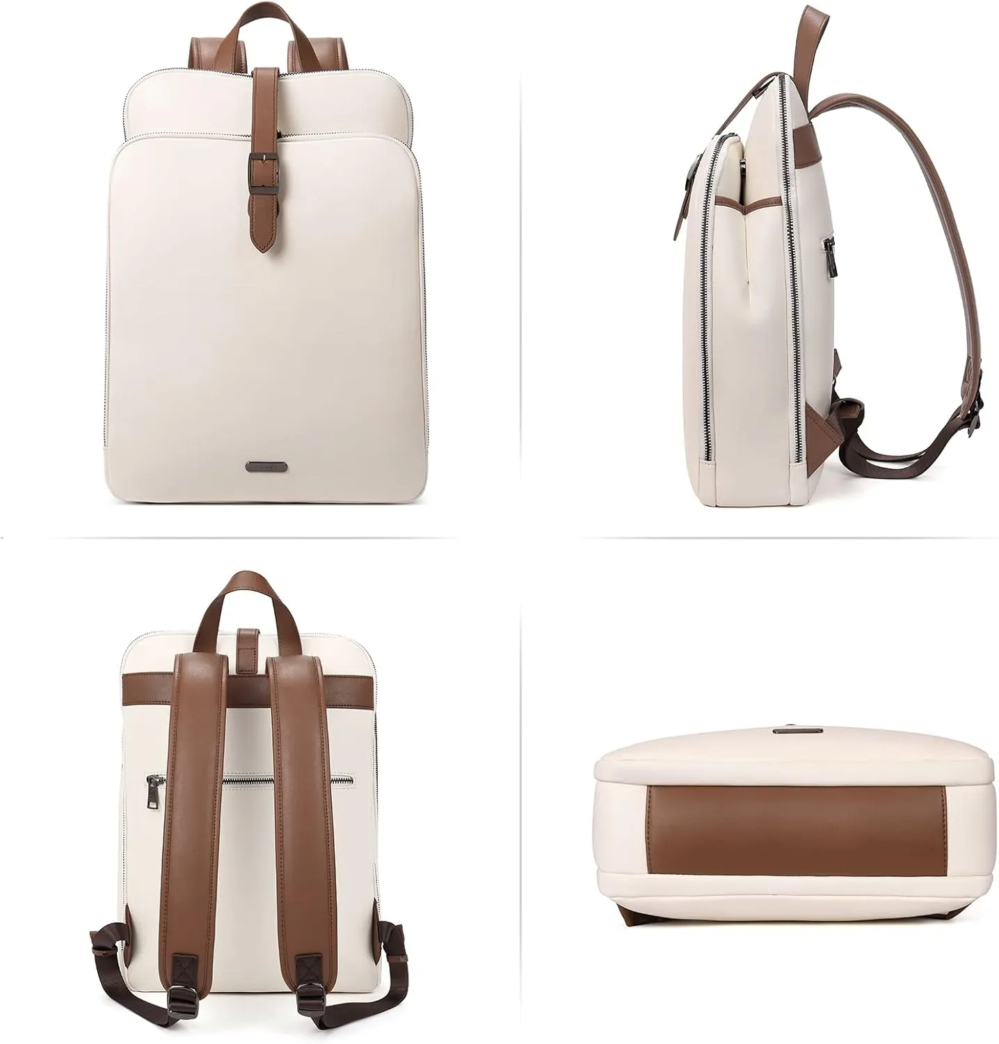 CLUCI Leather Backpack for Women, 15.6 inch Laptop Bag, Large Genuine Work Backpack Travel Back