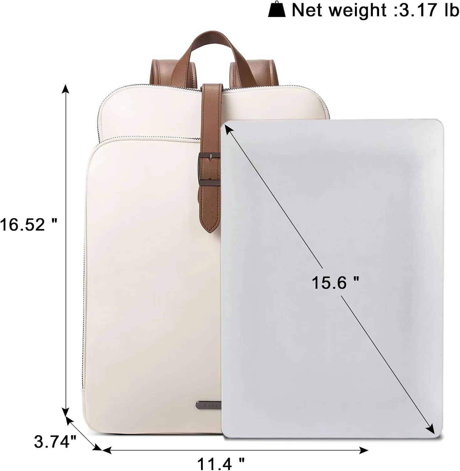 CLUCI Leather Backpack for Women, 15.6 inch Laptop Bag, Large Genuine Work Backpack Travel Back
