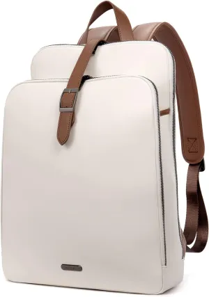 CLUCI Leather Backpack for Women, 15.6 inch Laptop Bag, Large Genuine Work Backpack Travel Back