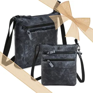 Cochoa Small Triple Zip Real Leather Women's Crossbody- Premium Vintage Crossover Shoulder Sling Bag