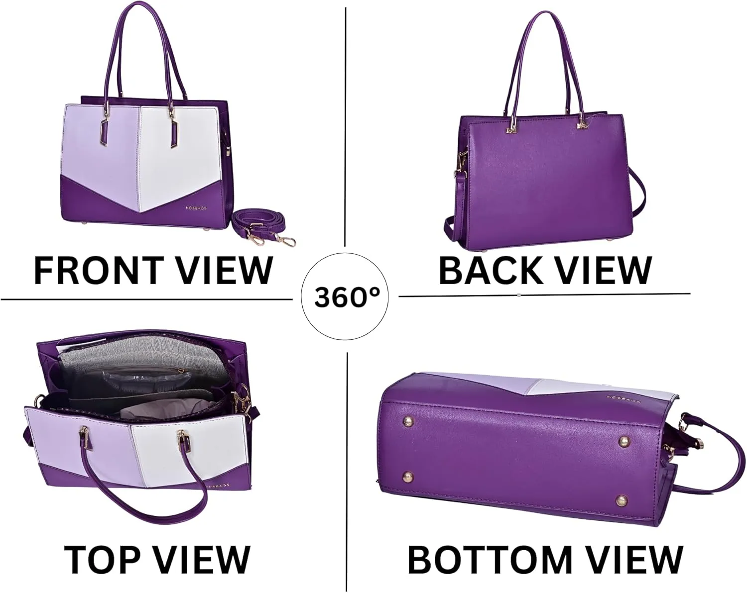Color Block Tote Bag for Women – Faux Leather Handbag with Top Handles and Shoulder Strap – Stylish Large Purse for Daily Use