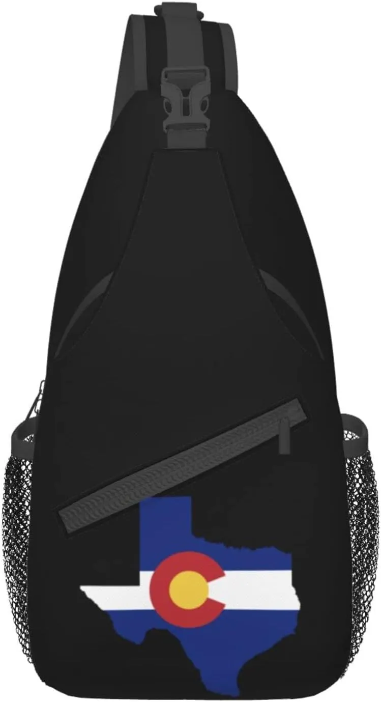 Colorado Flag Texas Outline Sling Backpack Travel Crossbody Casual Chest Shoulder Bag Fashion Fanny Pack