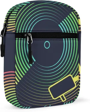 Colorful Vinyl Record CD Player for Music on Dark Adjustable Fanny Waist Pack Pouch, Waterproof Crossbody Runners Bag Wallet for Gym Hiking Fitness Women Men 6.1 x 2.2 x 7.9 inch
