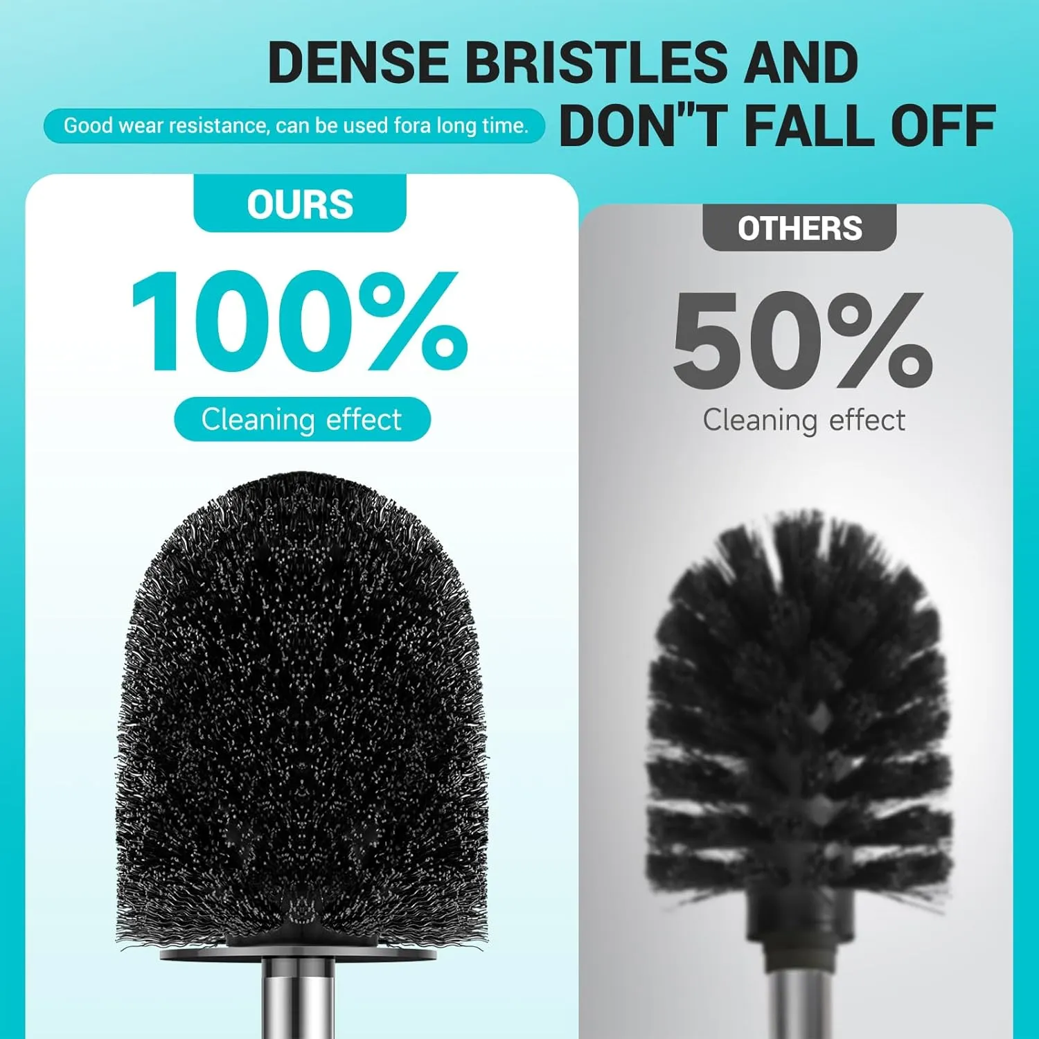 Compact Toilet Brush & Holder, 2 Pack, Stainless Steel Handle, Space Saving for Storage, Drip-Proof, Easy to Assemble, Grey & Black