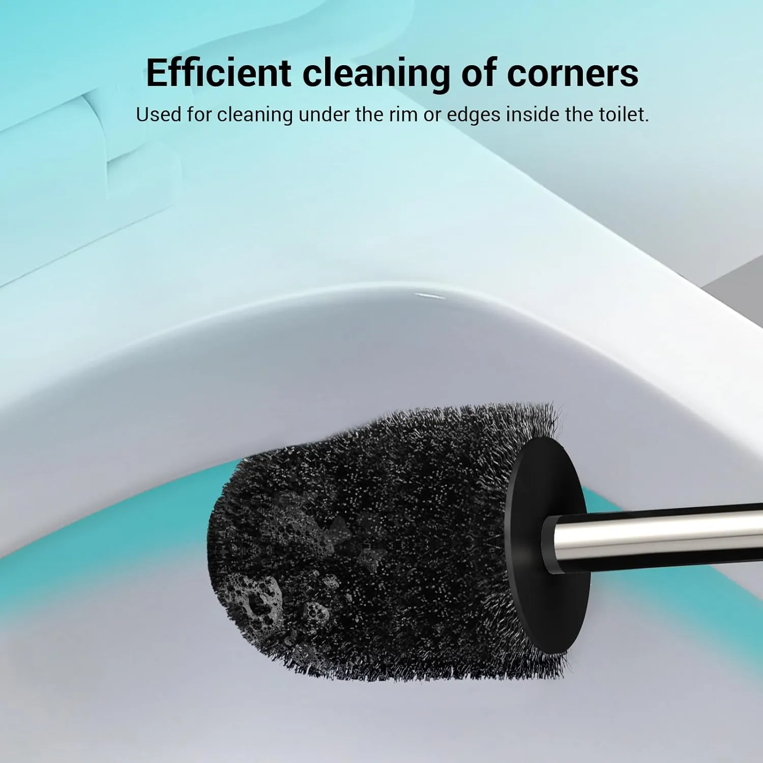 Compact Toilet Brush & Holder, 2 Pack, Stainless Steel Handle, Space Saving for Storage, Drip-Proof, Easy to Assemble, Grey & Black
