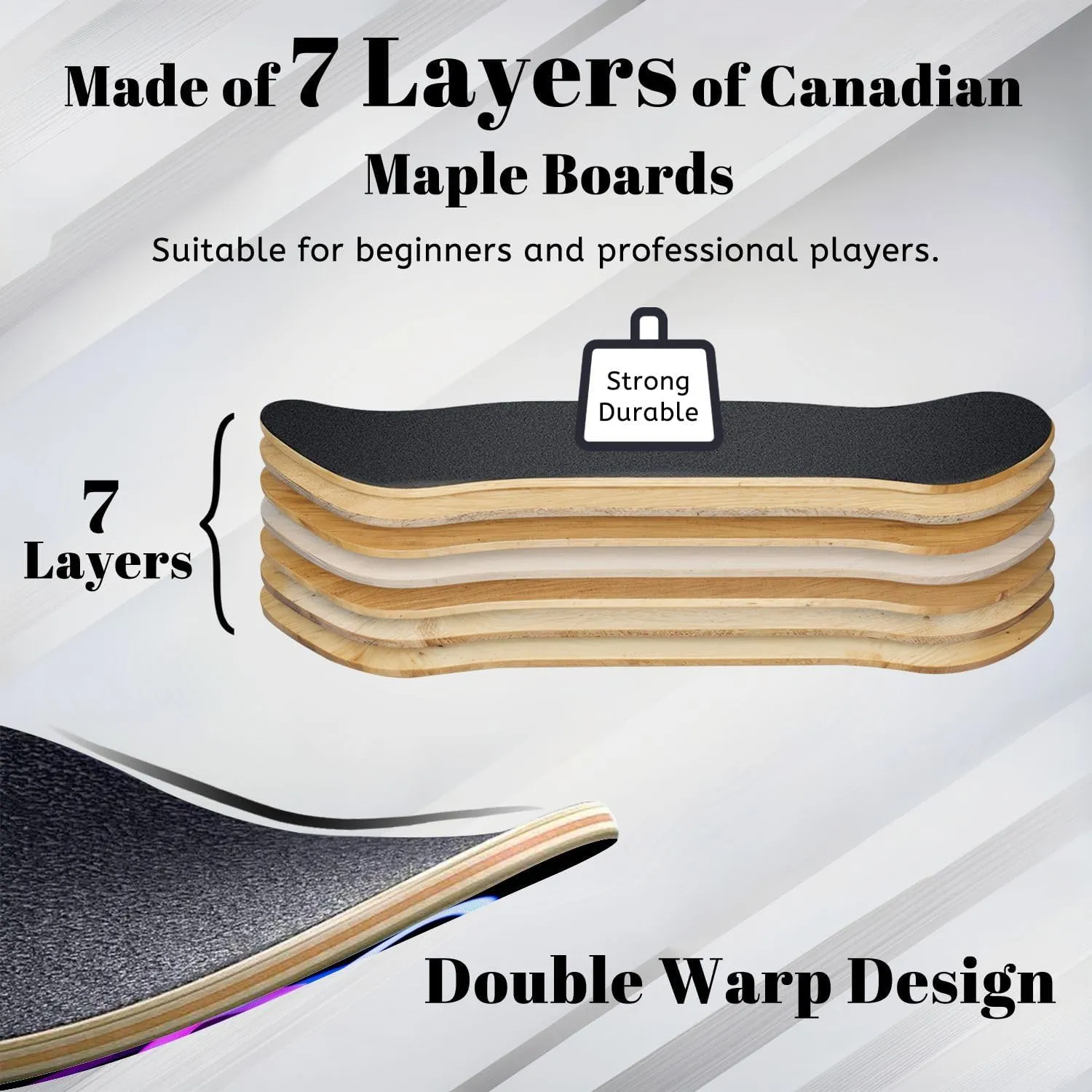 Complete Skateboard with Light Painting Photography Swirls Colourful Light Long Exposure Beginner Skateboard 7-Layer Maple Wood Double Kick Concave Skate Board for Kids, Adults, Teens 31" x 8"