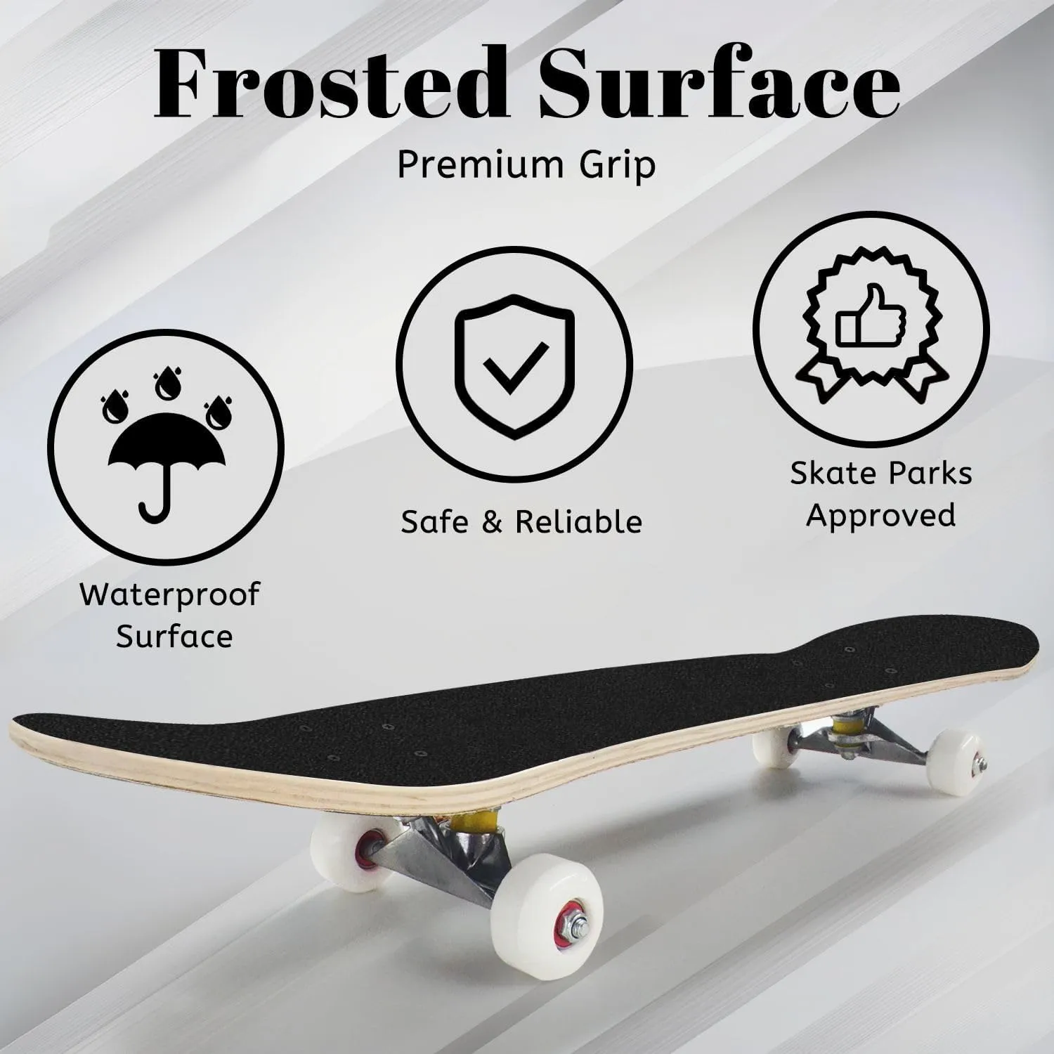 Complete Skateboard with Paper Clip Beginner Skateboard 7-Layer Maple Wood Double Kick Concave Skate Board for Kids, Adults, Teens 31" x 8"